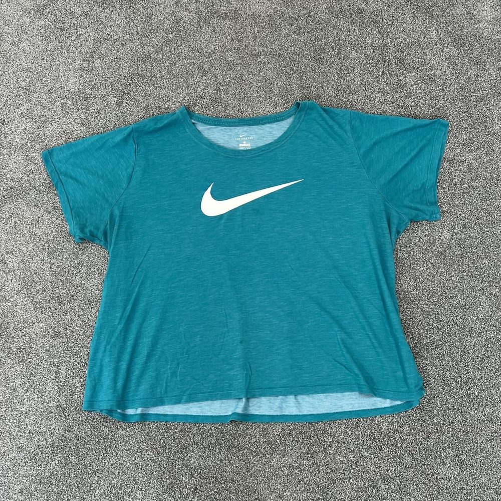 Nike Dri-FIT Women’s 3X Teal Swoosh Athletic T Shirt Plus Size Workout